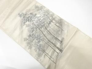 アンティーク　手描き　遠山に樹木模様袋帯（材料）